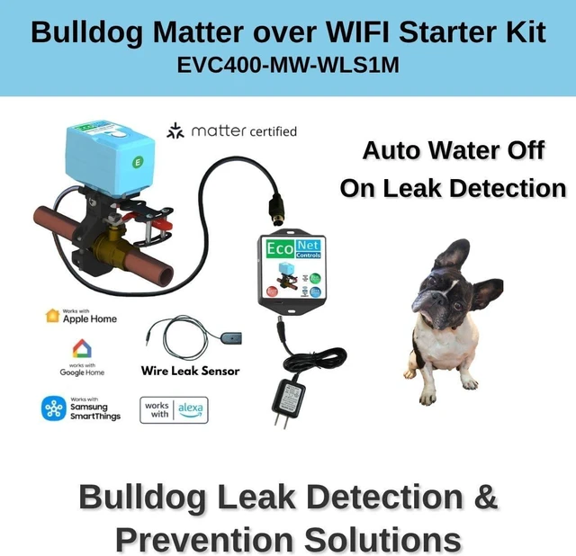 Alt view image 3 of 4 - EVC400-MW-WLS1M Bulldog Matter WiFi Valve Robot with Wired Leak Sensor, Smart Water Shutoff Valve, No Hub Required, Easy DIY Install, Fits up to 1.5" Valves