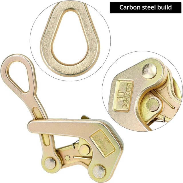 Alt view image 4 of 7 - QWORK Wire Pulling Tool, 2 Pack 1 Ton (2204 Lbs) Cable Grip Wire Gripper, Steel Cable Puller Tool for 2.5-16mm Wire Rope
