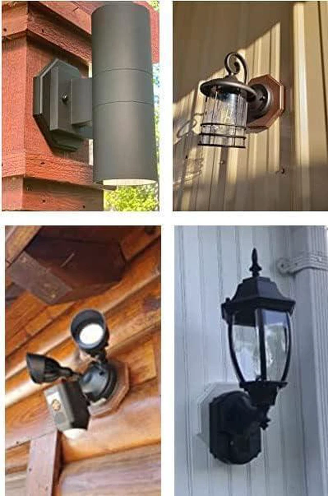 Alt view image 3 of 7 - iMBAPrice IMBA-8161-BK-5 (5-Pack) Vertical Siding Lamp Octagon Mounting Kit with Built-in Box for Outdoor Smooth Flat Surface, Black