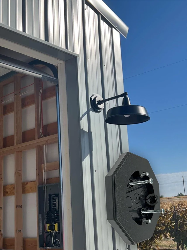 Alt view image 5 of 7 - iMBAPrice IMBA-8161-BK-5 (5-Pack) Vertical Siding Lamp Octagon Mounting Kit with Built-in Box for Outdoor Smooth Flat Surface, Black