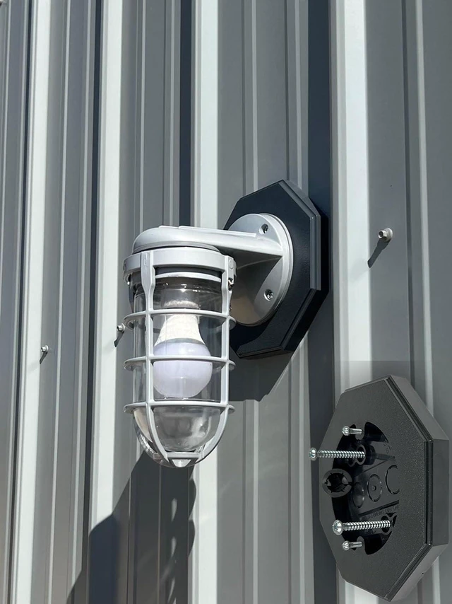 Alt view image 6 of 7 - iMBAPrice IMBA-8161-BK-5 (5-Pack) Vertical Siding Lamp Octagon Mounting Kit with Built-in Box for Outdoor Smooth Flat Surface, Black