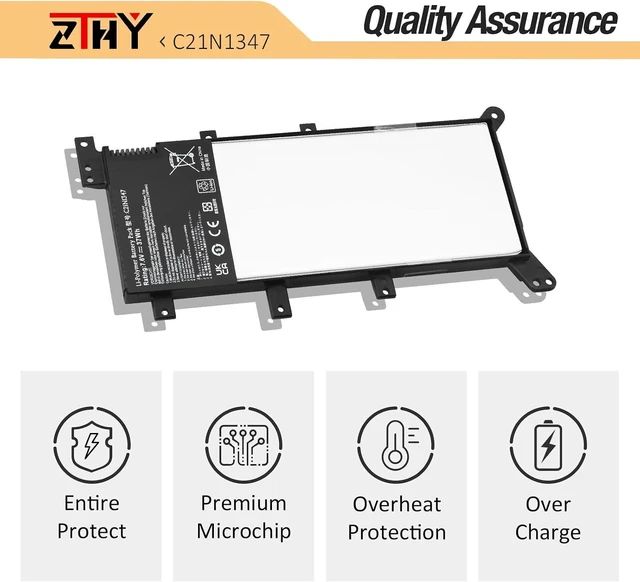 Alt view image 4 of 7 - ZTHY 37Wh C21N1347 X555L Laptop Battery Replacement for X554 X554L F554 F554L X555 X555U X555LN X555LA X555LD X555LP X555LJ X555SJ X555YI X555LD4030 X555LD4210 X555D X555DA-BB12 Series 2ICP4/63/134