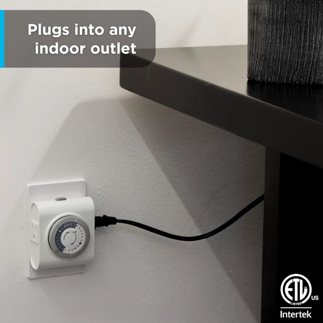 Alt view image 5 of 6 - GE 24-Hour Heavy Duty Indoor Plug-in Mechanical Timer 2 Pack, 30 Minute Intervals, Daily On/Off Cycle, for Lamps, Seasonal Lighting, Holiday Decorations, 46211, Grounded 2-Outlet | Gray/White, 2 Count