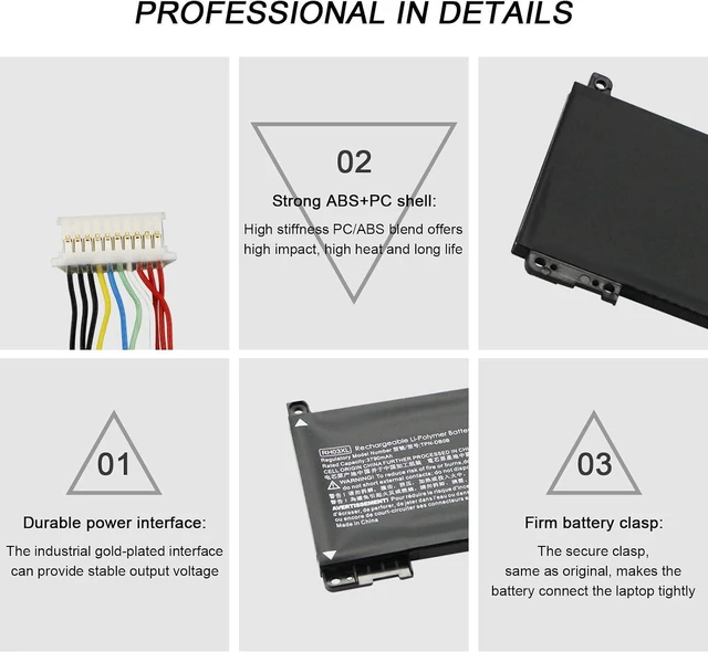 Alt view image 3 of 6 - RH03XL 45Wh Laptop Battery for HP ProBook 430 440 445 450 630 640 650 G8 G9 G10 Series/EliteBook 630 640 645 650 655 830 G9 G10 HSTNN-IB9Q HSTNN-OB1T HSTNN-DB0B HSTNN-UB7X M01524-2B1 M01524-AC1