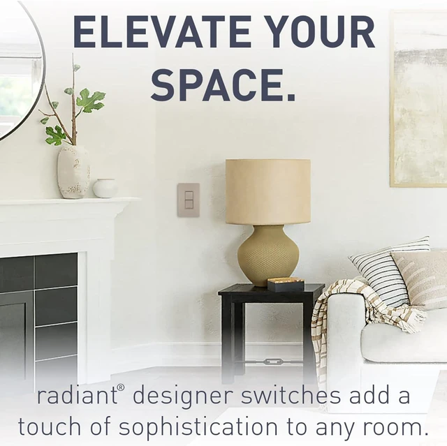 Alt view image 3 of 7 - Legrand Radiant RCD33NICC6 15 Amp Combination 2-in-1 Decorator Rocker Light Switch, Two 3-Way Switches, Nickel (1 Count)