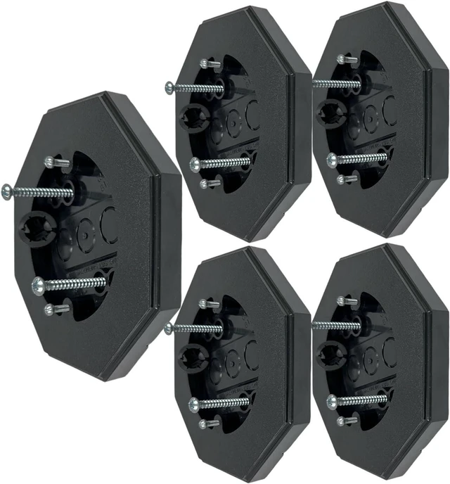 Main image of iMBAPrice IMBA-8161-BK-5 (5-Pack) Vertical Siding Lamp Octagon Mounting Kit with Built-in Box for Outdoor Smooth Flat Surface, Black