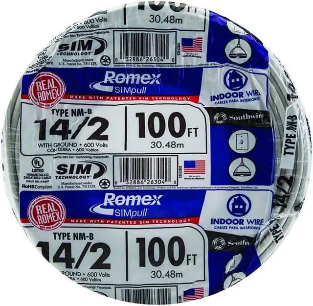 Alt view image 3 of 7 - Southwire Romex Brand Simpull Solid Indoor 14/2 W/G NMB Cable 100ft Coil - SW# 28827423
