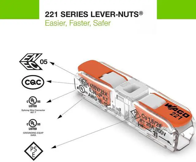 Alt view image 4 of 5 - WAGO 221-2411 Wire Connectors, Lever Nuts Connector, Electrical Wire Conectors Assortment Pack, Inline Splicing Conector with Case (24 PCS)
