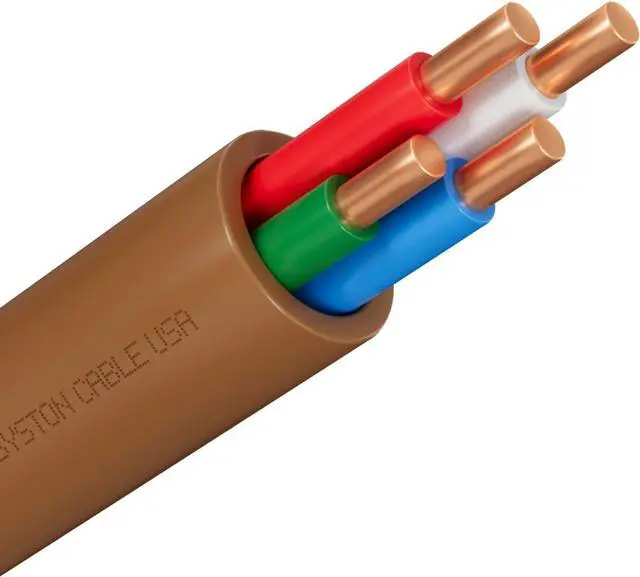 Main image of Syston Cable Technology 18/4 Thermostat Wire Brown 50 ft 18 AWG 4 Conductors Solid Copper Outdoor/Indoor Heat & UV Resistant UL/ETL CMR CL3R FT4 Residential Commercial and Industrial Rated