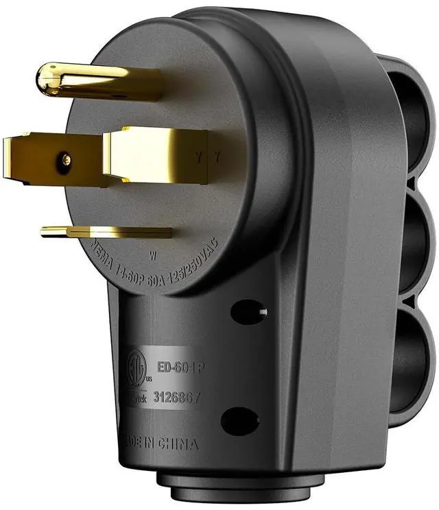 Main image of Veepeak 60 Amp Plug NEMA 14-60P Male Replacement, 4 Prong 125V/250V, Heavy Duty Power Connector Extension Cord End with Easy to Grip Handle
