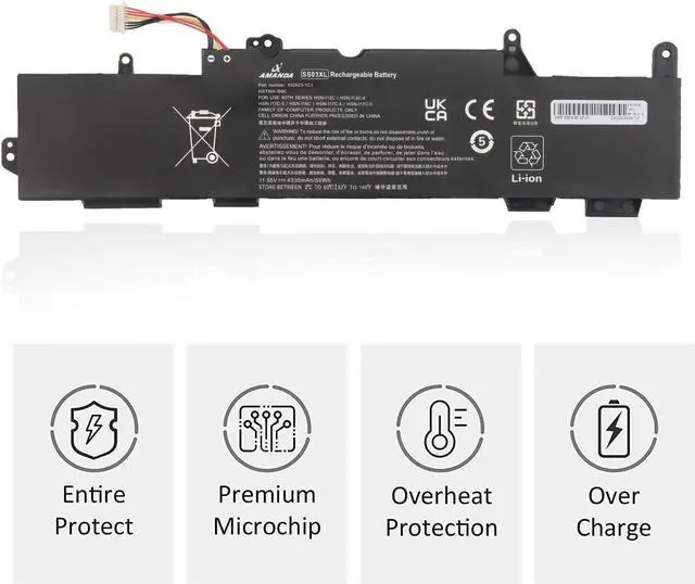Alt view image 2 of 5 - SS03XL 933321-855 Battery for Hp EliteBook 840 G5 G6 EliteBook 730 735 740 745 830 836 846 ZBOOK 14U G6 Series HSN-I12C HSTNN-LB8G (11.55V 50Wh)