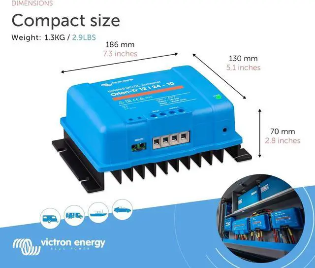 Alt view image 3 of 5 - Victron Energy Orion-Tr IP43 12/24-Volt 10 amp 240-Watt DC-DC Converter, Isolated