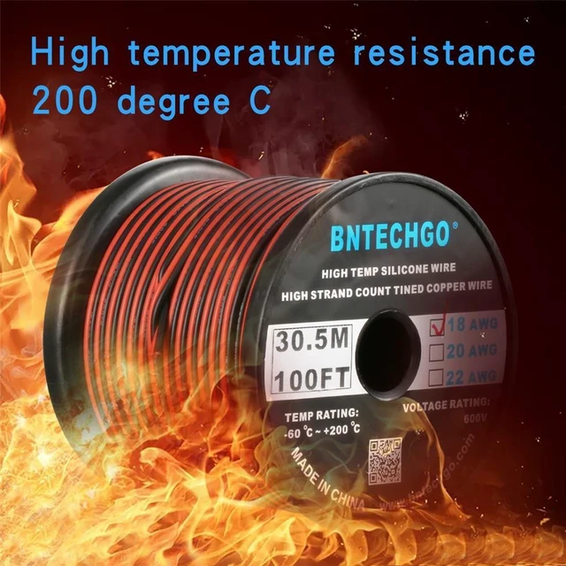 Alt view image 6 of 7 - BNTECHGO 18 Gauge Flexible 2 Conductor Parallel Silicone Wire Spool Red Black High Resistant 200 deg C 600V for Single Color LED Strip Extension Cable Cord,Model,100ft Stranded Tinned Copper Wire