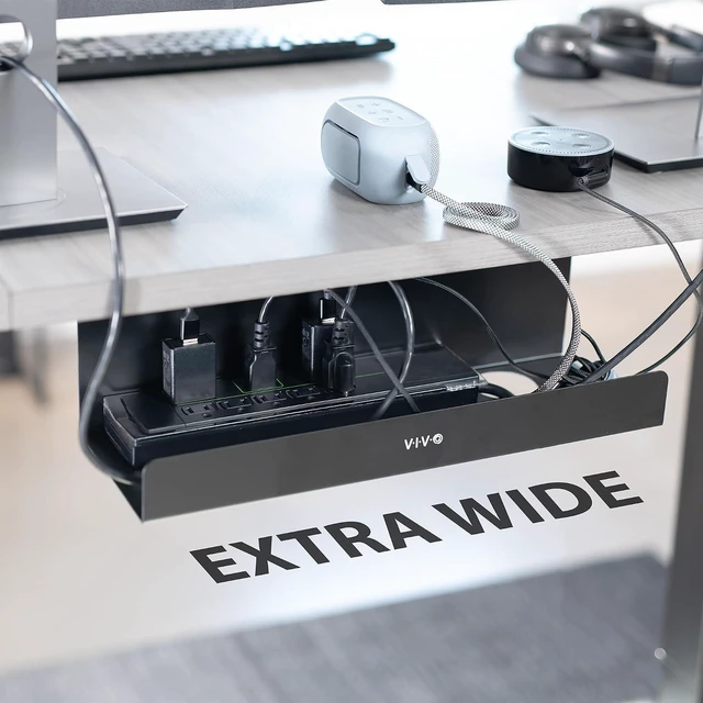 Alt view image 2 of 7 - VIVO Under Desk 17 inch Extra Deep Cable Management Tray, Power Strip Holder, Cord Organizer, Wire Tamer for Office and Home, Black, DESK-AC16-1C