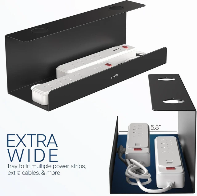 Alt view image 5 of 7 - VIVO Under Desk 17 inch Extra Deep Cable Management Tray, Power Strip Holder, Cord Organizer, Wire Tamer for Office and Home, Black, DESK-AC16-1C
