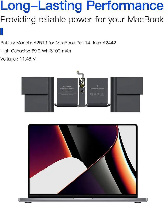 Alt view image 4 of 6 - Replacement Battery for MacBook Pro A2442, 14-Inch, 2021