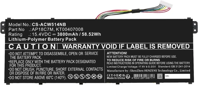 Alt view image 3 of 3 - generic replacement battery compatible for Acer AP18C7M, ConceptD 3 CN316-73G-729B, ConceptD 3 CN316-73G-73K5