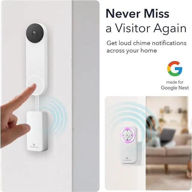 Alt view image 3 of 7 - Wasserstein Doorbell Chime for Google Nest Doorbell (Wired, 2nd Gen) - Nest Doorbell Chime with Wired Transmitter (White) - NOT Compatible with Nest Doorbell (Battery) - Doorbell NOT Included