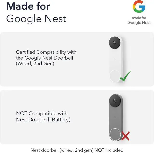 Alt view image 7 of 7 - Wasserstein Doorbell Chime for Google Nest Doorbell (Wired, 2nd Gen) - Nest Doorbell Chime with Wired Transmitter (White) - NOT Compatible with Nest Doorbell (Battery) - Doorbell NOT Included