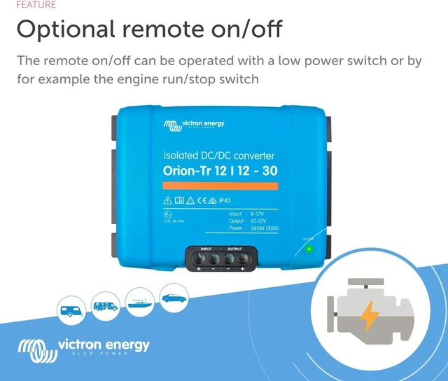 Alt view image 2 of 5 - Victron Energy Orion-Tr IP43 12/12-Volt 30 amp 360-Watt DC-DC Converter, Isolated