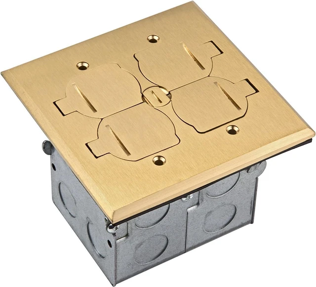 Main image of Enerlites 705549-C-D Flip Lid Cover Floor Box kit, 5 x 5 2-Gang Cover, 20A Tamper-Weather Resistant Receptacles, Keystone Jack Ports, Watertight Gasket, Corrosive Resistant Hardware, UL Listed