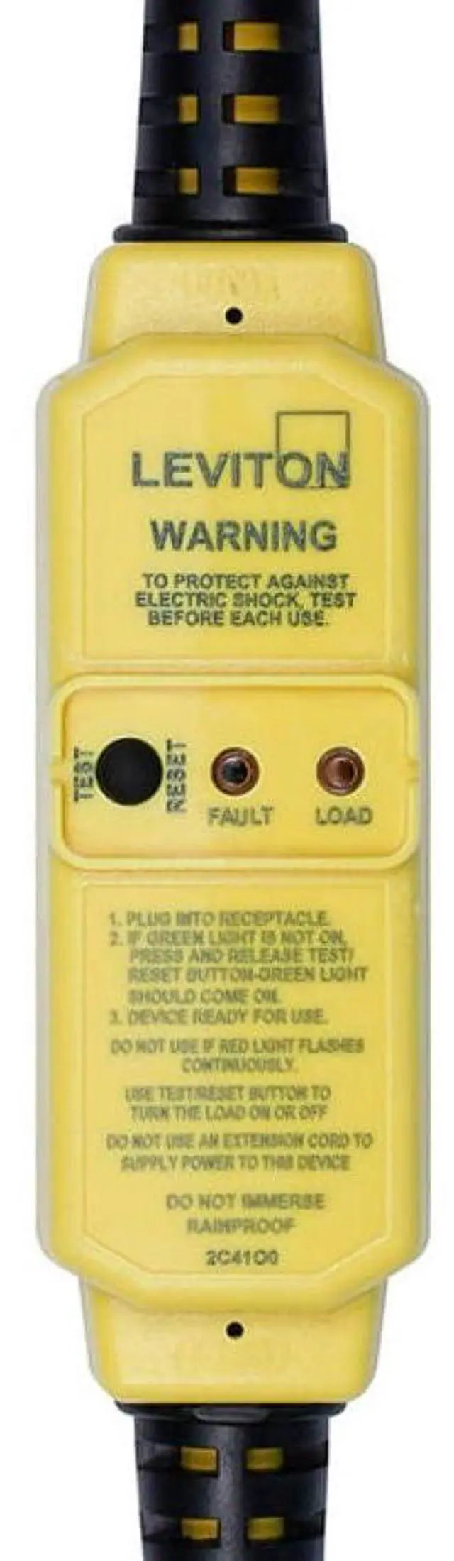 Alt view image 2 of 7 - Leviton GFCI Cord, 20 Amp, 3 Foot, Manual Reset, GSCM2-3C, Yellow