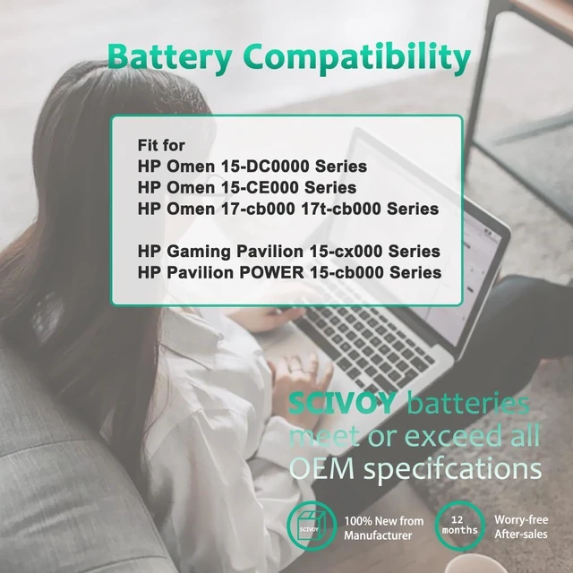 Alt view image 6 of 7 - 70.07WH SR04XL L08855-855 Laptop Battery Compatible with HP Omen 15-CE000 15-CE015DX 15-DC0000 17-CB000 HP Pavilion Power 15-CB000 15-CX000 15-CB0XX Series 917678-1B1 917678-2B1 917724-855 HSTNN-DB7W