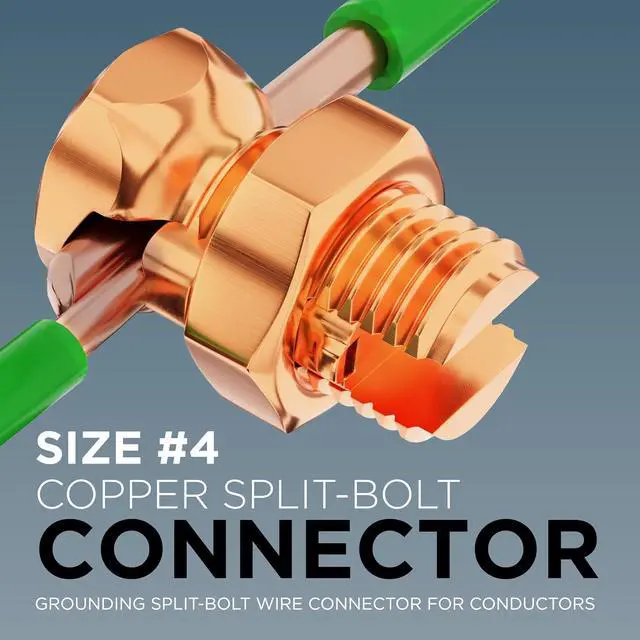 Alt view image 2 of 7 - Size #4 Grounding Split Bolt - Superior Strength Split Bolt Connector Size 4 for Copper Conductors - US Manufactured - UL Listed -for: Antenna, Satellite, DIRECTV, CATV, and More - 10 Pack