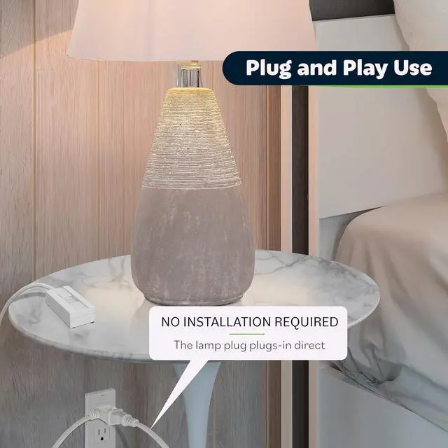 Alt view image 4 of 7 - TOPGREENER Table-Top Plug in Dimmer Switch for Table or Floor Lamps, Slide Control, Works with Incandescent and Dimmable LED 360 Watt Bulbs Off at Lowest dim, 6ft Cord, 120V 60Hz, TGTTDL300-W, White