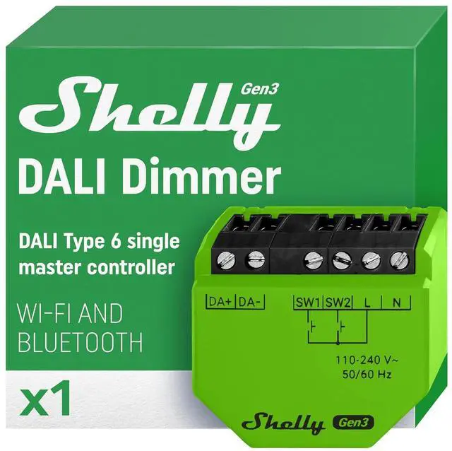 Main image of Shelly DALI Dimmer Gen3 Wi-Fi Smart Controller for Dimming LED | BLE Gateway, Smart Schedules, Compatible with Alexa & Google Home, iOS Android App, No Hub Required