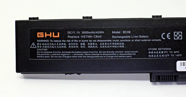 Alt view image 2 of 7 - New GHU Battery 40 WH 454668-001 436426-311 436426-351 HSTNN-CB45 HSTNN-OB45 Compatible with HP EliteBook 2730p 2740P 2760P 2710p 2710 Tablet PC AH547AA 436426-751 436426-752 HSTNN-W47C