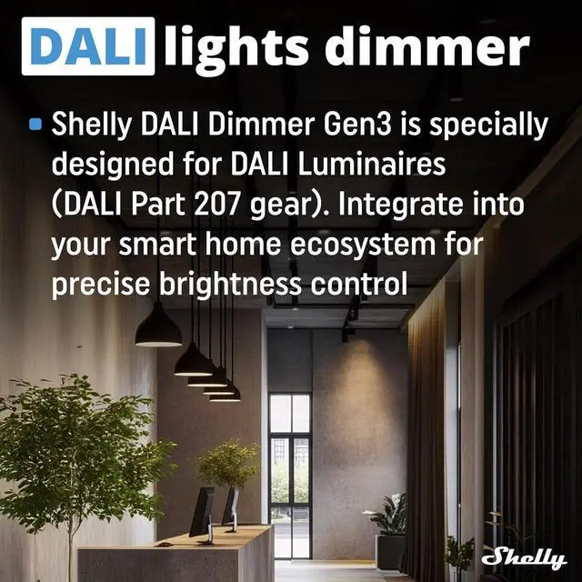 Alt view image 4 of 7 - Shelly DALI Dimmer Gen3 Wi-Fi Smart Controller for Dimming LED | BLE Gateway, Smart Schedules, Compatible with Alexa & Google Home, iOS Android App, No Hub Required