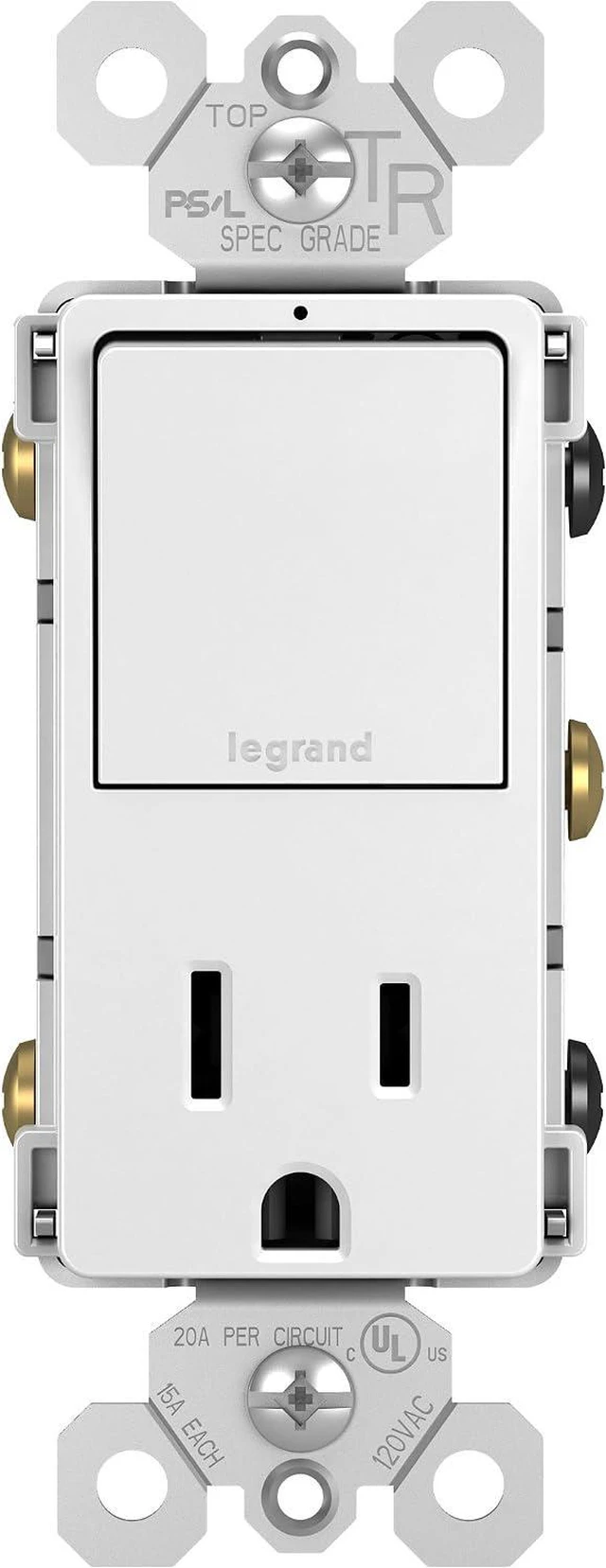 Main image of Pass & Seymour Radiant RCD38TRWCC6 Single Pole/3-Way Switch & 15 Amp Outlet, White