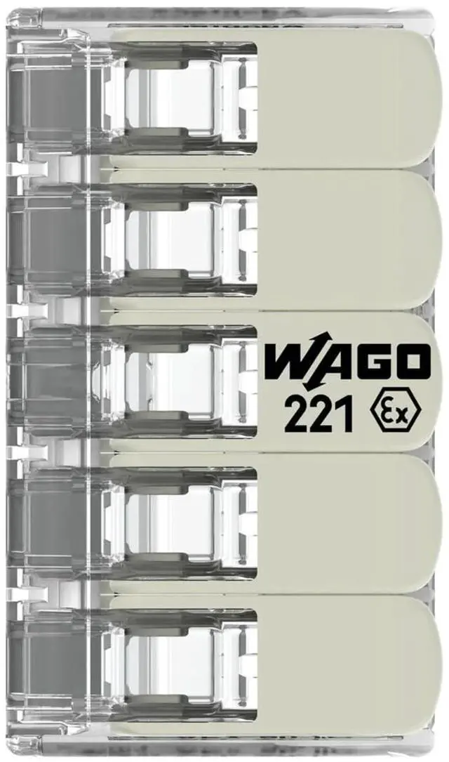 Alt view image 2 of 3 - WAGO Connection Terminals 221-685 | 5 Conductors, up to 6 mm², Pack of 15, Compact Cable Connector with Levers for All Conductor Types Worldwide, Confirmed Application Safety