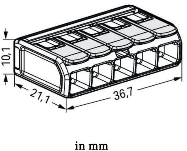 Alt view image 3 of 3 - WAGO Connection Terminals 221-685 | 5 Conductors, up to 6 mm², Pack of 15, Compact Cable Connector with Levers for All Conductor Types Worldwide, Confirmed Application Safety