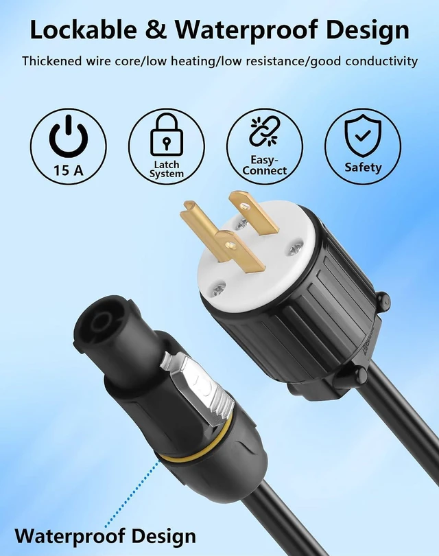 Alt view image 5 of 7 - CERRXIAN 13AWG NEMA5-15P to PowerCON True AC Power Cable, 15A 125V Profeesional NEMA-15P Male to PowerCon True1 Male Extension Wire for Outdoor Stage Light Series LED Screen - 2M / 6.6FT