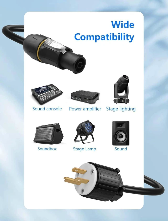 Alt view image 3 of 7 - CERRXIAN 13AWG NEMA5-15P to PowerCON True AC Power Cable, 15A 125V Profeesional NEMA-15P Male to PowerCon True1 Male Extension Wire for Outdoor Stage Light Series LED Screen - 2M / 6.6FT