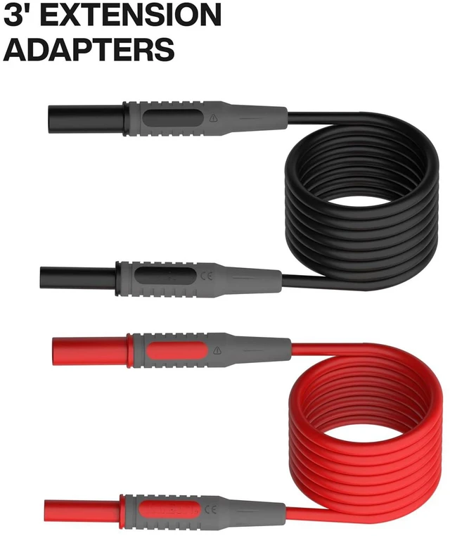 Alt view image 4 of 6 - Klein Tools 69483 Meter Test Leads Accessory Kit with (2) Right-Angle Leads, (2) Lead Extenders, (2) Lead Heads, (2) Alligator Clips, and Case, 9-Piece