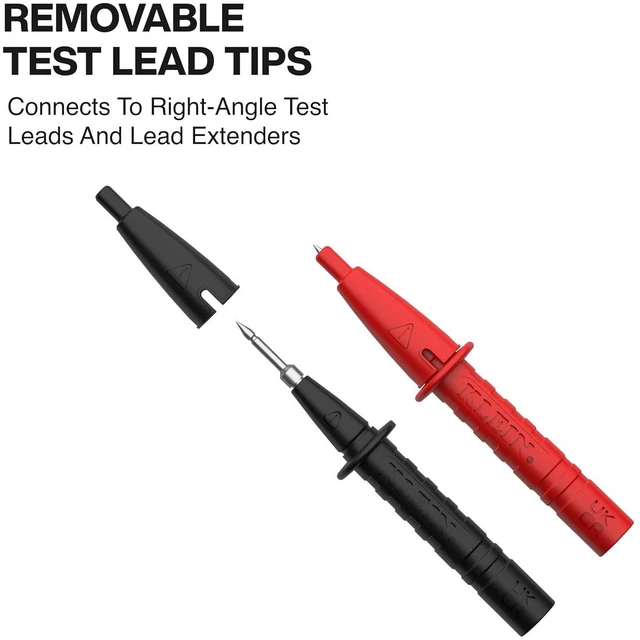 Alt view image 6 of 6 - Klein Tools 69483 Meter Test Leads Accessory Kit with (2) Right-Angle Leads, (2) Lead Extenders, (2) Lead Heads, (2) Alligator Clips, and Case, 9-Piece