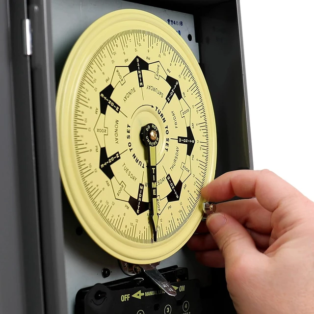 Alt view image 3 of 7 - Intermatic T7401B 4PST 125-Volt 7-Day Mechanical Time Switch with Nema 1 Indoor Cover