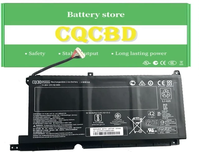 Main image of CQCQ Battery PG03XL for HP Pavilion Gaming 15-DK 15-DK0020TX DK0125TX DK0127TX DK0135TX FPC52 Series Notebook HSTNN-DB9G L48430-2C1 (11.55V 52.5Wh/4323mAh)