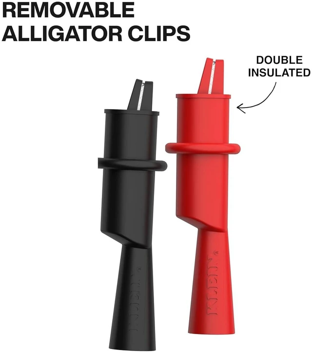 Alt view image 5 of 6 - Klein Tools 69483 Meter Test Leads Accessory Kit with (2) Right-Angle Leads, (2) Lead Extenders, (2) Lead Heads, (2) Alligator Clips, and Case, 9-Piece