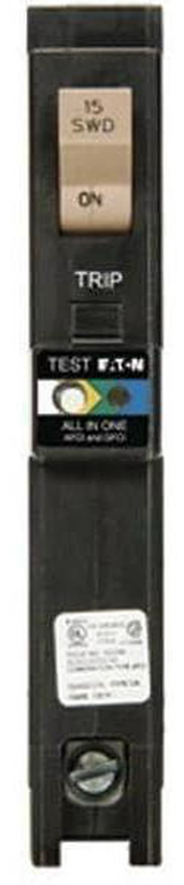 Alt view image 5 of 6 - Eaton CHFP115DF Circuit Breaker Type CH 120 Volt, Arc Fault/Ground Fault Circuit Breaker, 15 A, 10 kAIC