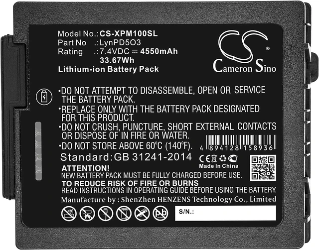 Alt view image 3 of 3 - 4550mAh/7.4V Replacement Battery for Xplore LynPD5O3 0B23-01H4000E, LynPD5O3, XLBM1