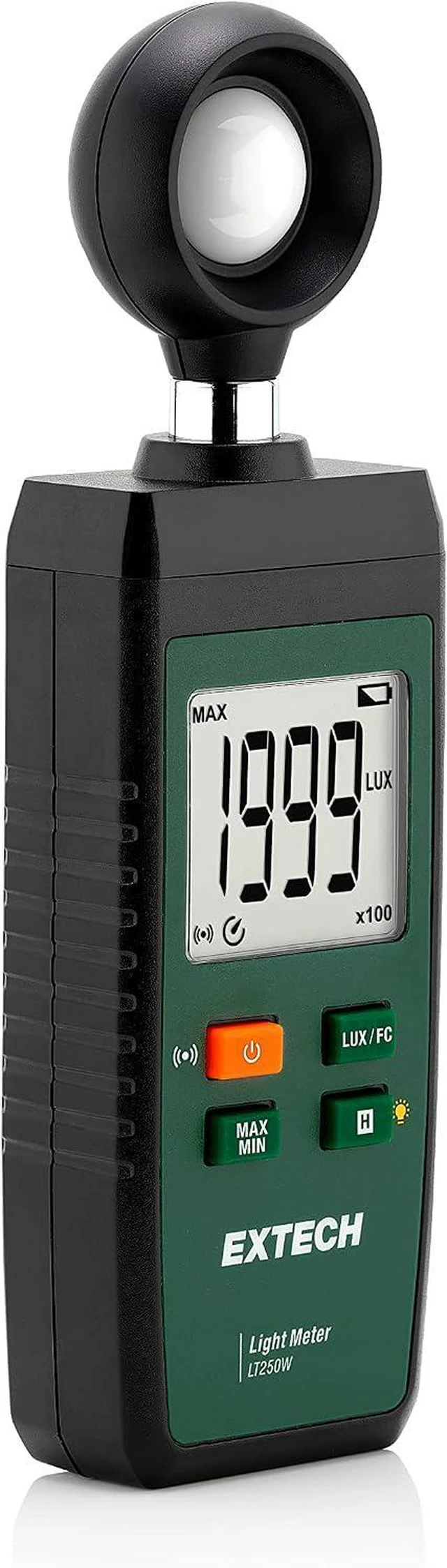 Main image of Extech LT250W Wireless Light Meter with ExView App Connectivity - Digital Lux/FC Sensor, Real-Time Monitoring, Data Logging, Graphing, Min/Max/Avg, Portable LED Lighting Tester