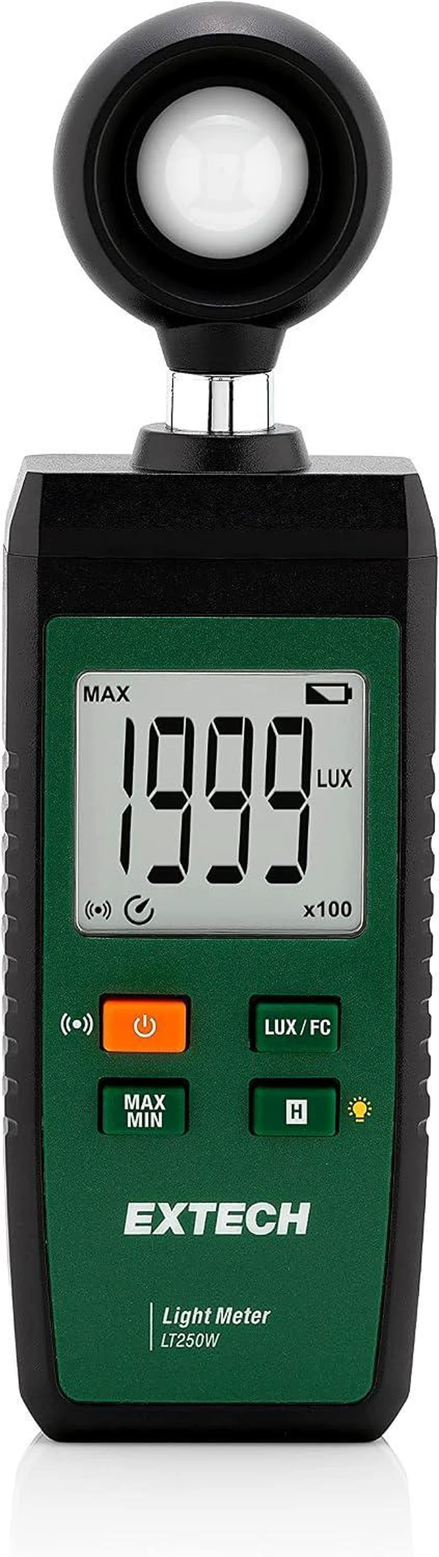 Alt view image 2 of 4 - Extech LT250W Wireless Light Meter with ExView App Connectivity - Digital Lux/FC Sensor, Real-Time Monitoring, Data Logging, Graphing, Min/Max/Avg, Portable LED Lighting Tester