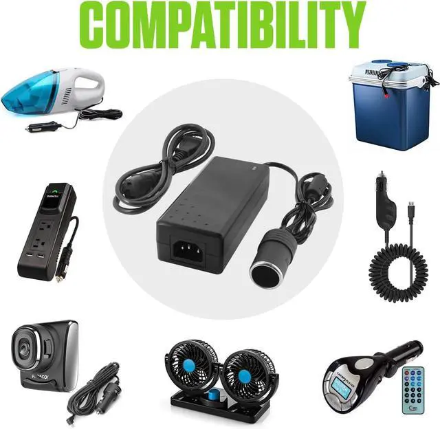 Alt view image 4 of 7 - Cellet AC to DC Car Power Converter Adapter, 110V/120V AC Wall Outlet to 12V DC Cigarette Lighter Socket, 8.5A 102W Power Supply Adapter for Car Accessories, GPS, Phones, Dash Cams, Mini Vacuums