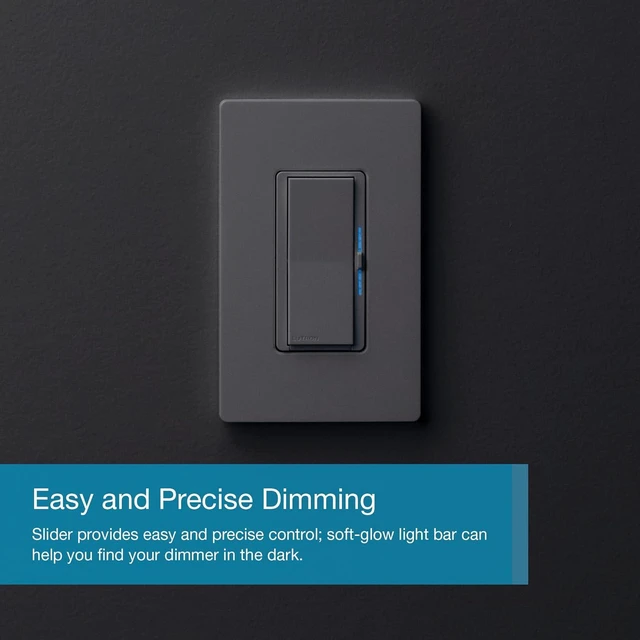 Alt view image 2 of 7 - Lutron Caseta Smart Lighting Diva Smart Dimmer Switch w/Wall Plate for LED Bulbs, Works w/Alexa, Apple Homekit, Google Home (Hub Required), 150W, No Neutral Required, DVRFW-6L-WH-A, White