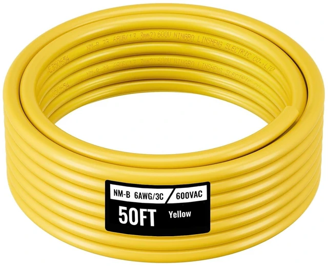 Main image of VEVOR NM-B Wire, 6AWG/3C Non-Mettalic Residential Indoor Electrical Wire with Ground, PVC Sheathed High-Purity Copper Core Cable, for Outlets, Switches, Other Loads & Lighting Wiring Projects(50 ft)
