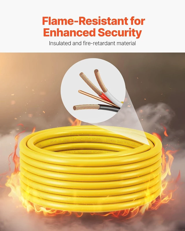 Alt view image 4 of 7 - VEVOR NM-B Wire, 6AWG/3C Non-Mettalic Residential Indoor Electrical Wire with Ground, PVC Sheathed High-Purity Copper Core Cable, for Outlets, Switches, Other Loads & Lighting Wiring Projects(50 ft)